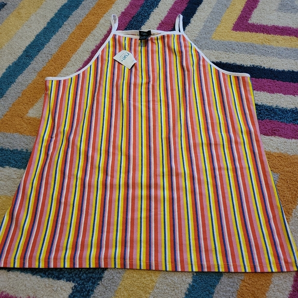 NWT Juniors Size 3X Rue21 Striped Tank Top Bright Colors Fun! - Picture 1 of 6